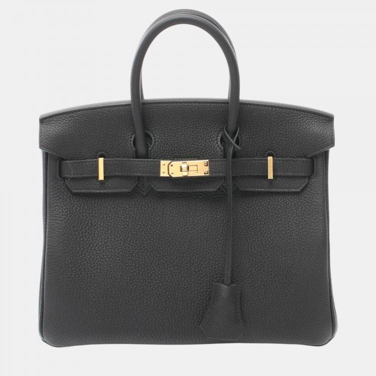 Hermes Birkin 25 Togo Handbag Black Leather