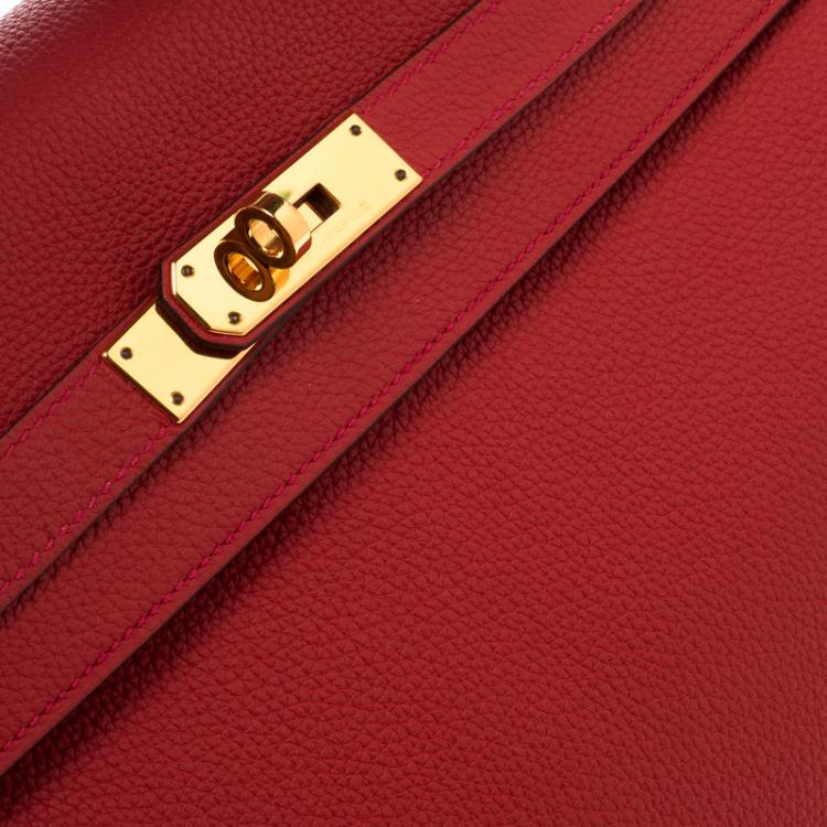 Pre Owned Hermes Geranium Togo Leather Gold Hardware Kelly Retourne 35 Bag