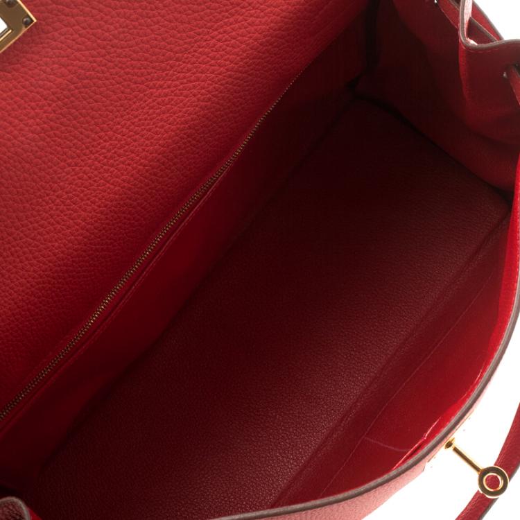 Pre Owned Hermes Geranium Togo Leather Gold Hardware Kelly Retourne 35 Bag