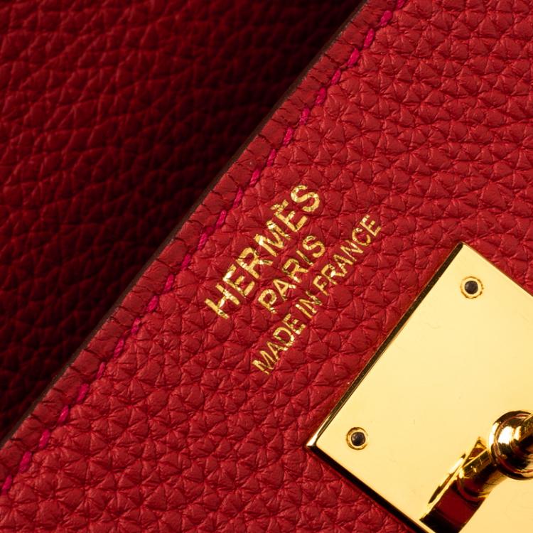 Pre Owned Hermes Geranium Togo Leather Gold Hardware Kelly Retourne 35 Bag