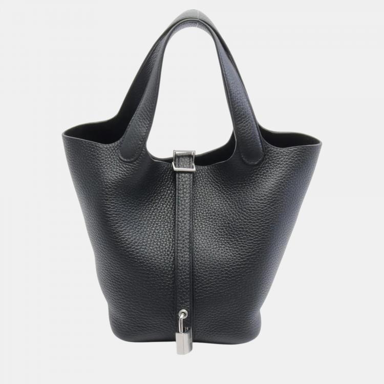 Hermes Black Taurillon Clemence Picotin Lock PM Handbag