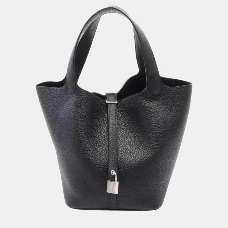 Hermes Black Taurillon Clemence Picotin Lock PM Handbag