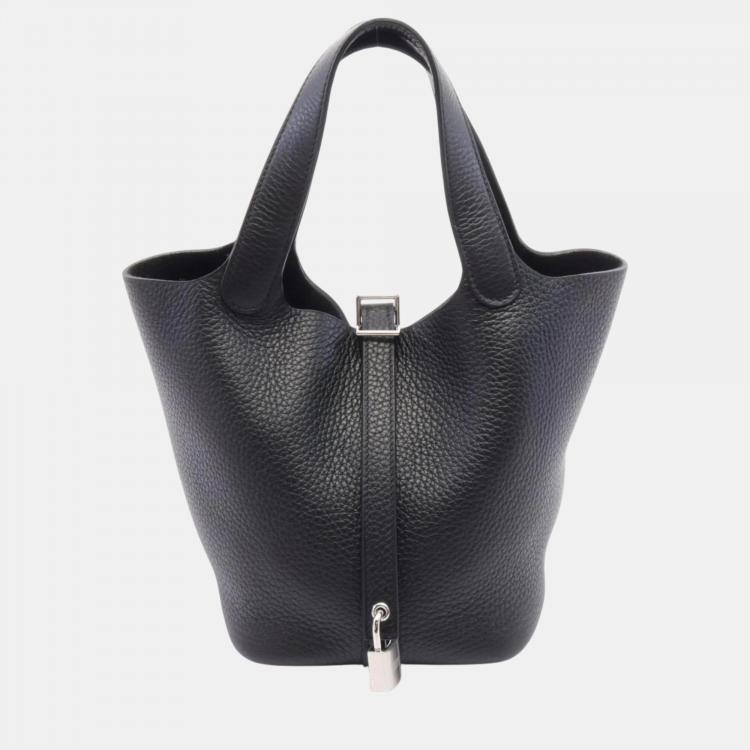 Hermes Black Taurillon Clemence Picotin Lock PM Handbag