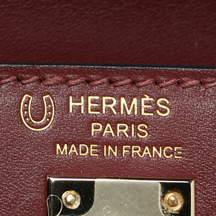 Pre Owned Hermes Rouge H Sombrero Leather Gold Finish Kelly Sellier 25 Bag