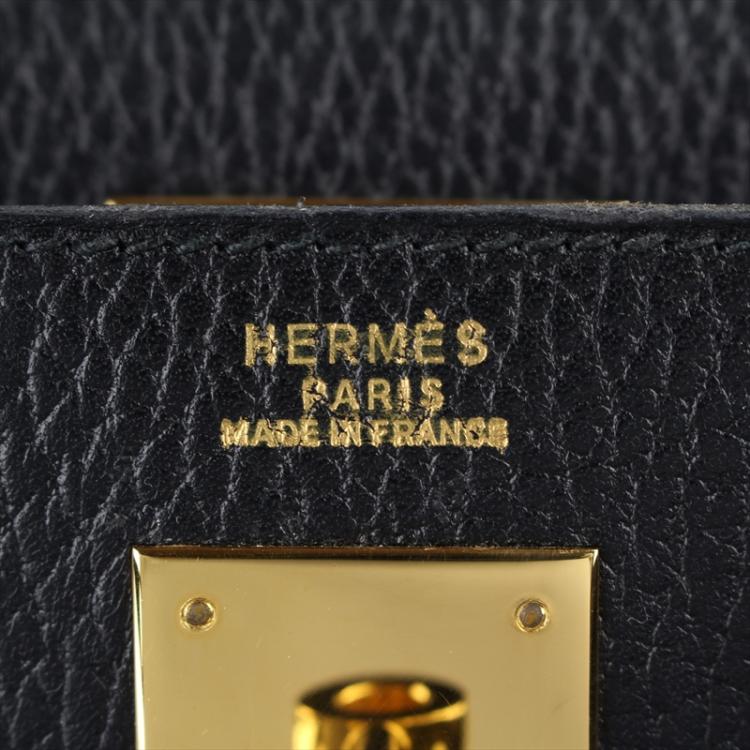 Pre Owned Hermes Noir Ardennes Leather Gold Hardware Kelly Sellier 35 Bag