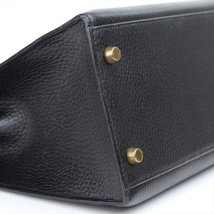Pre Owned Hermes Noir Ardennes Leather Gold Hardware Kelly Sellier 35 Bag