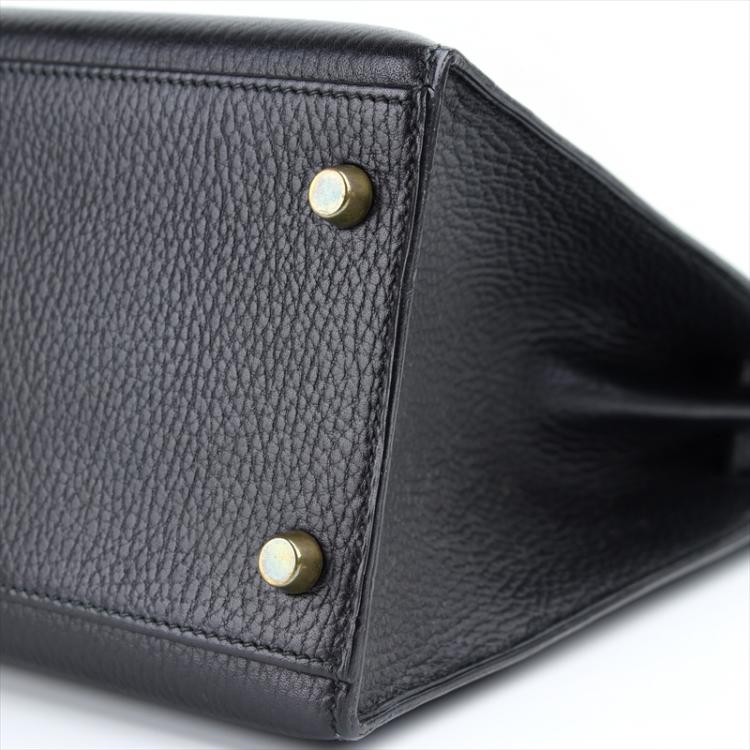 Pre Owned Hermes Noir Ardennes Leather Gold Hardware Kelly Sellier 35 Bag