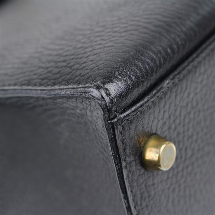 Pre Owned Hermes Noir Ardennes Leather Gold Hardware Kelly Sellier 35 Bag