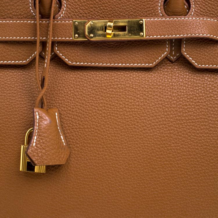 Pre Owned Hermes Brown Togo Leather Gold Hardware Birkin 35 Bag