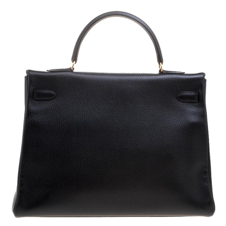 مملوكة مسبقًا Hermes Noir Ardennes Leather Gold Hardware Kelly Retourne 35 Bag
