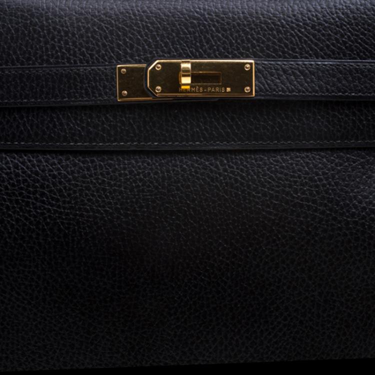 مملوكة مسبقًا Hermes Noir Ardennes Leather Gold Hardware Kelly Retourne 35 Bag