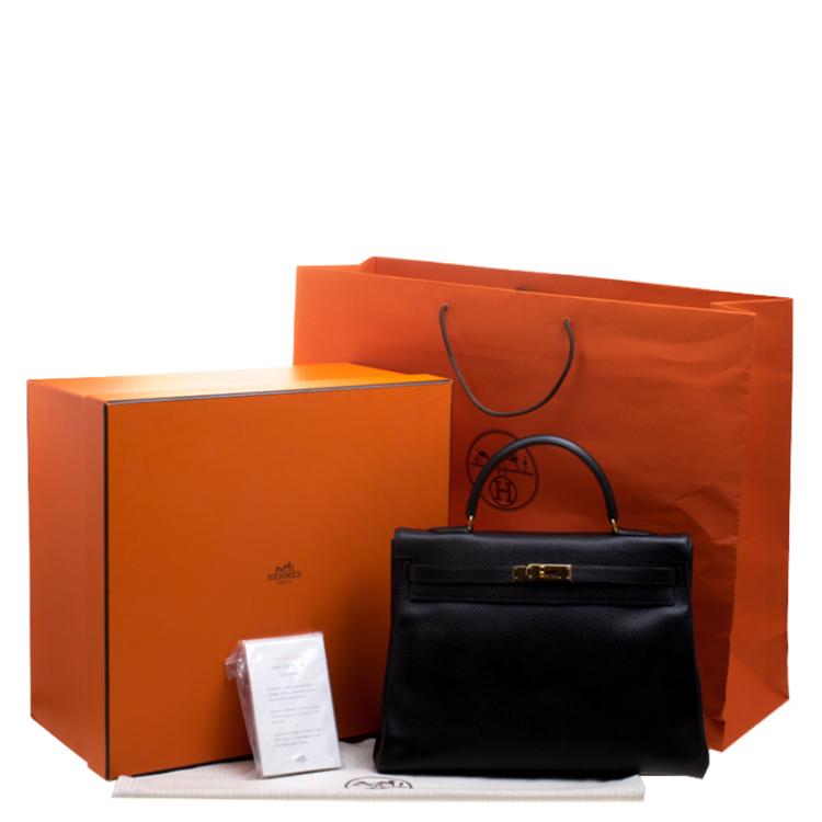 مملوكة مسبقًا Hermes Noir Ardennes Leather Gold Hardware Kelly Retourne 35 Bag
