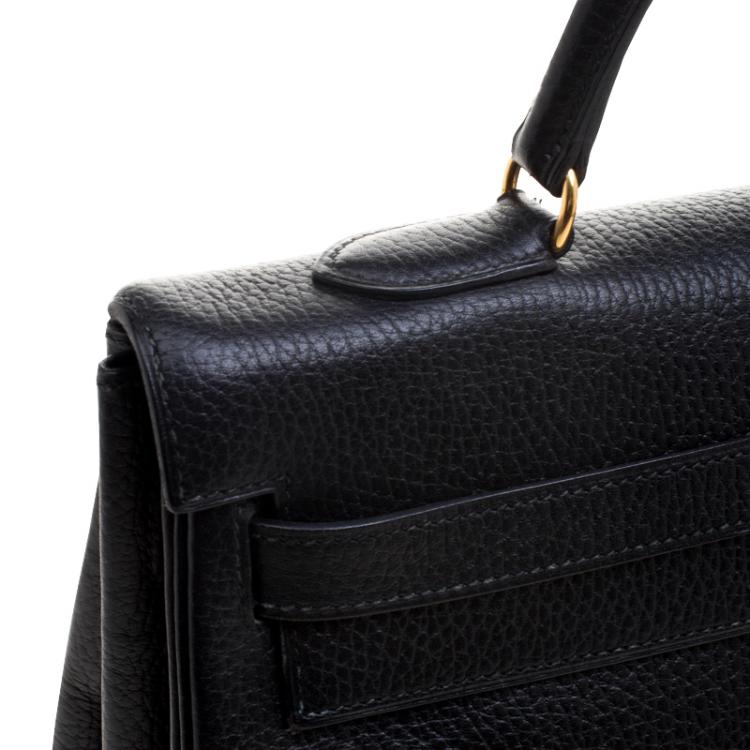 مملوكة مسبقًا Hermes Noir Ardennes Leather Gold Hardware Kelly Retourne 35 Bag
