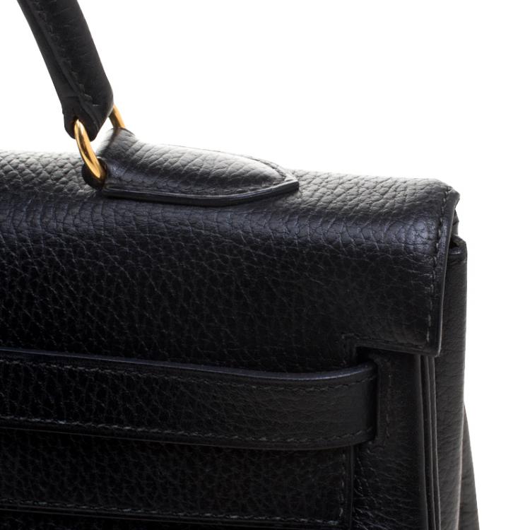 مملوكة مسبقًا Hermes Noir Ardennes Leather Gold Hardware Kelly Retourne 35 Bag