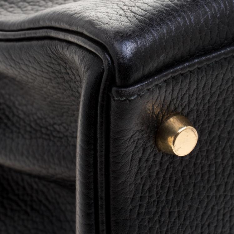 مملوكة مسبقًا Hermes Noir Ardennes Leather Gold Hardware Kelly Retourne 35 Bag