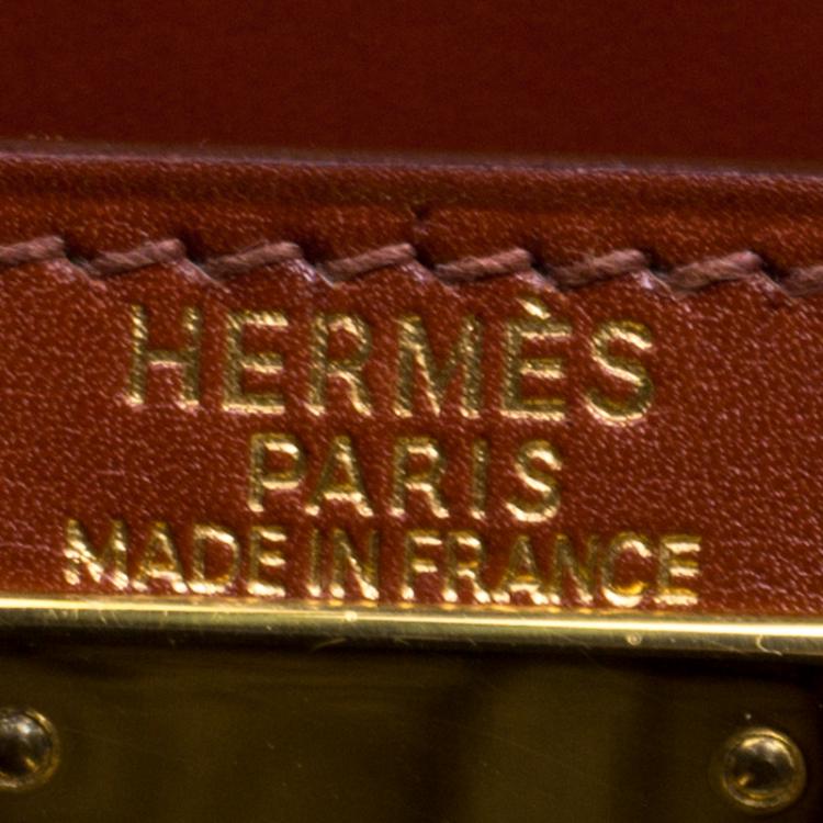 Pre Owned Hermes Brique Box Calf Leather Gold Hardware Kelly Sellier 28 Bag
