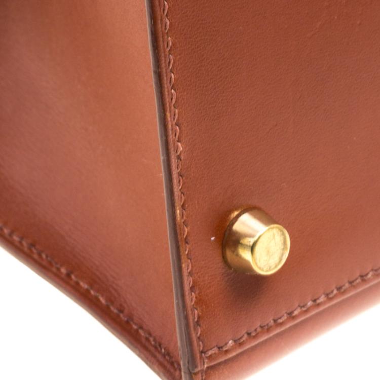 Pre Owned Hermes Brique Box Calf Leather Gold Hardware Kelly Sellier 28 Bag