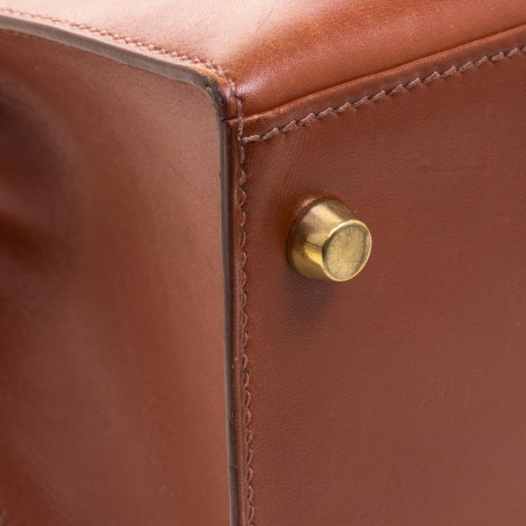 Pre Owned Hermes Brique Box Calf Leather Gold Hardware Kelly Sellier 28 Bag
