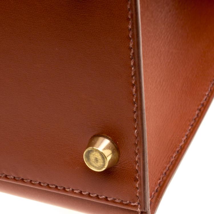 Pre Owned Hermes Brique Box Calf Leather Gold Hardware Kelly Sellier 28 Bag