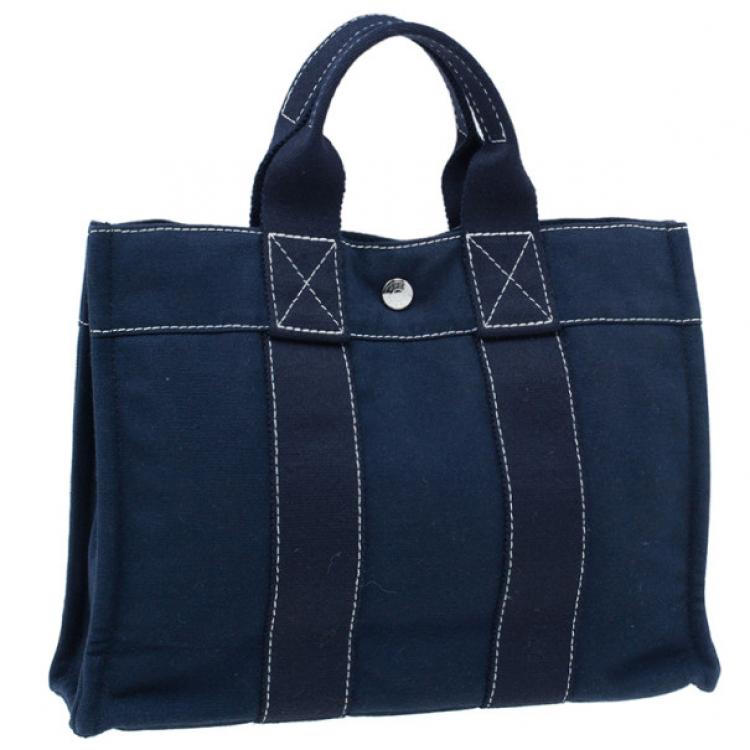 Pre Owned Hermes Navy Blue Herline Tote PM