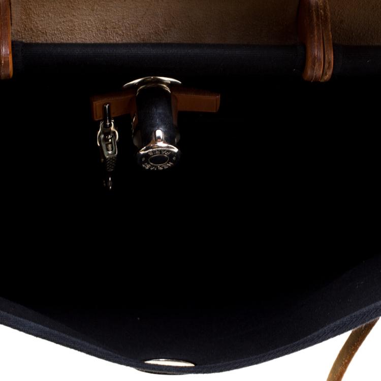 Pre Owned Hermes Tan/Beige Canvas and Leather Herbag 31 Bag