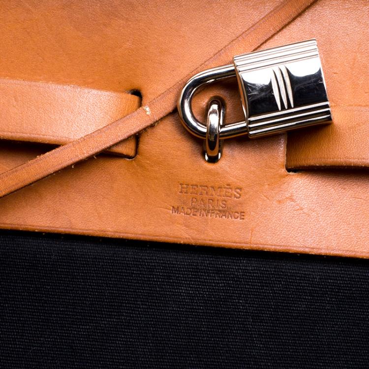 Pre Owned Hermes Tan/Beige Canvas and Leather Herbag 31 Bag