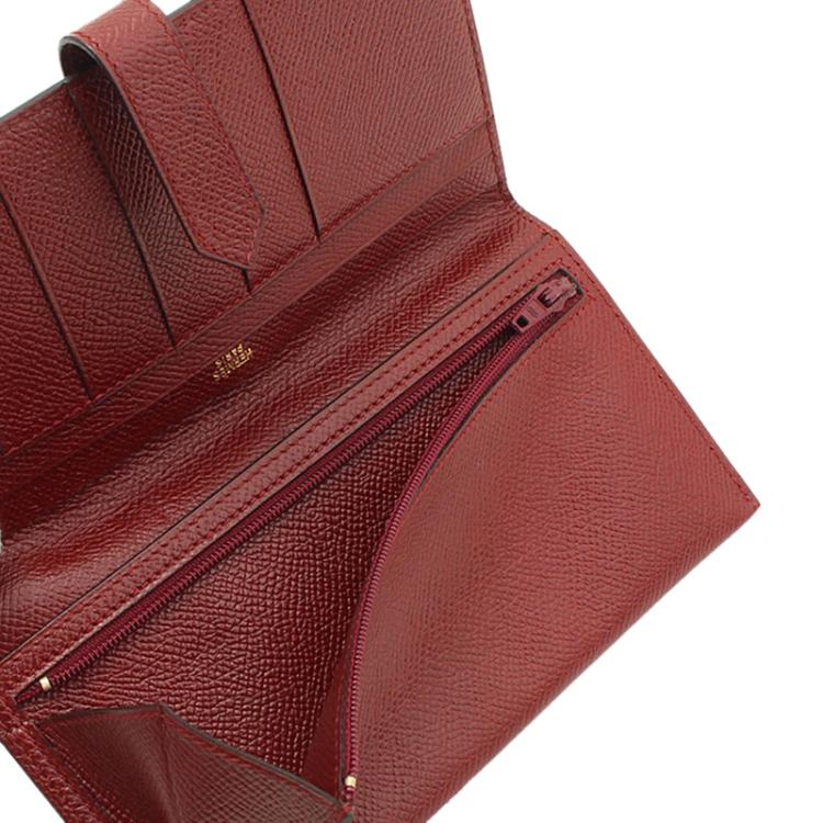 Pre Owned Hermes Bordeaux Epsom Leather Bearn Bifold Wallet
