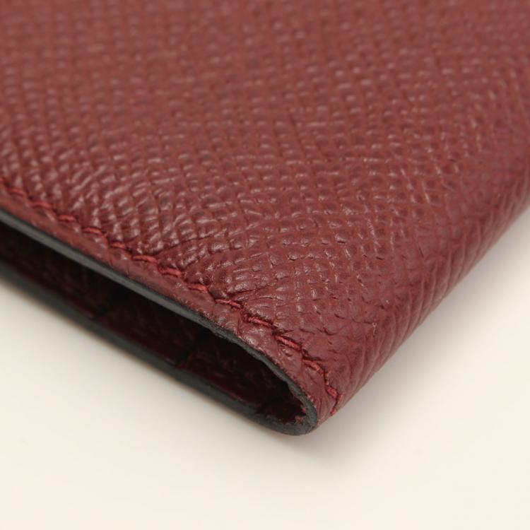 Pre Owned Hermes Bordeaux Epsom Leather Bearn Bifold Wallet