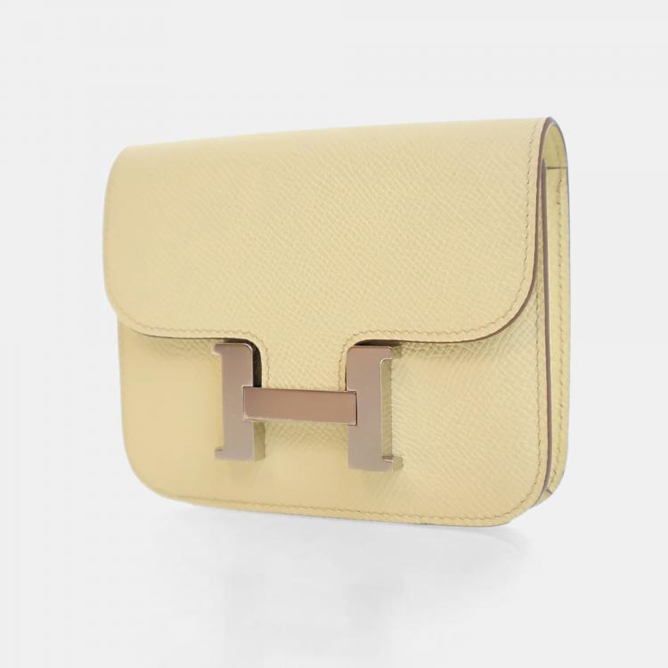Pre Owned Hermes Jaune Poussin Constance Slim Wallet