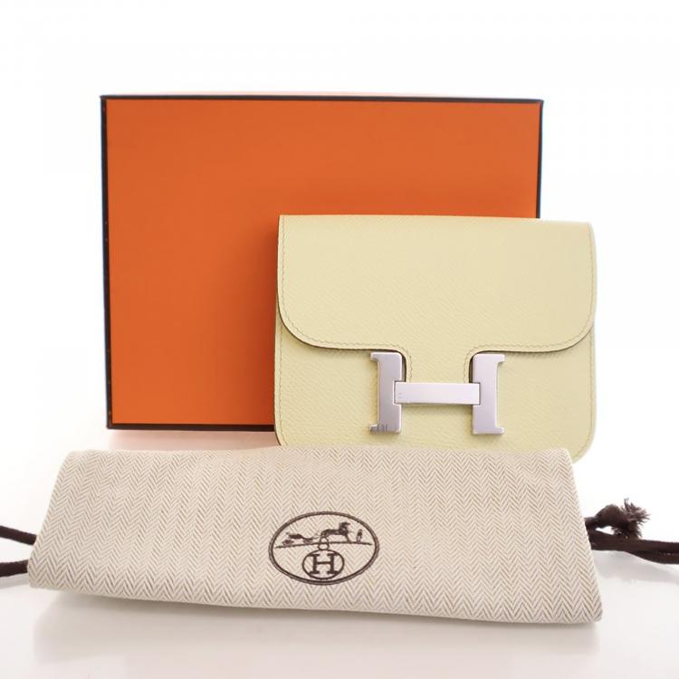 Pre Owned Hermes Jaune Poussin Constance Slim Wallet
