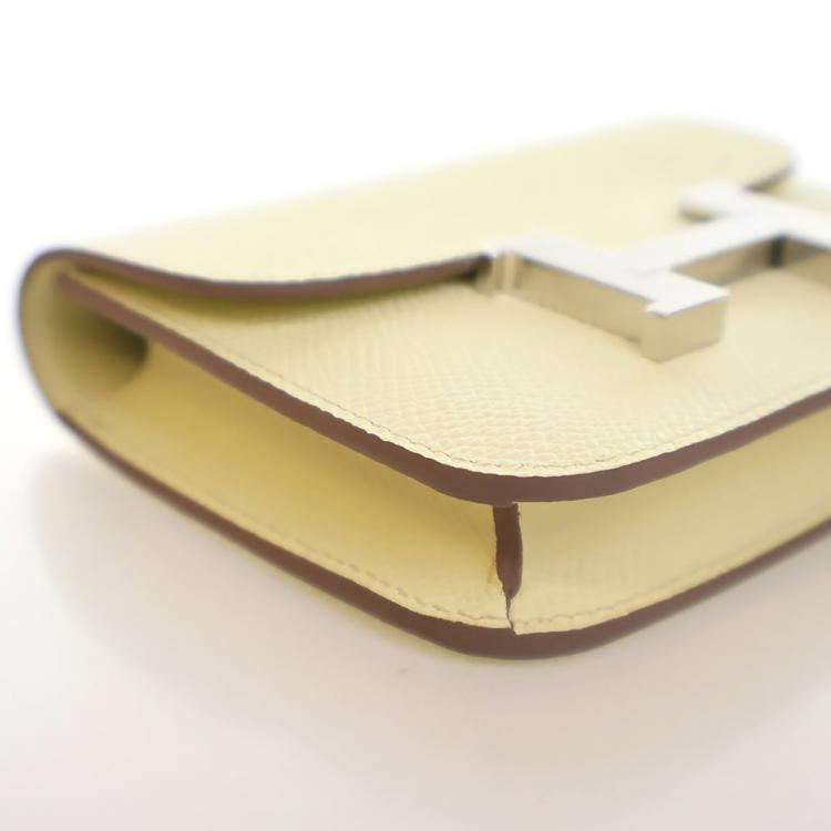 Pre Owned Hermes Jaune Poussin Constance Slim Wallet