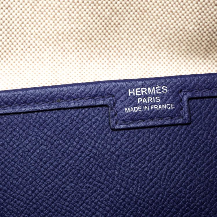 Pre Owned Hermes Blue Epsom Leather Jige PM Clutch