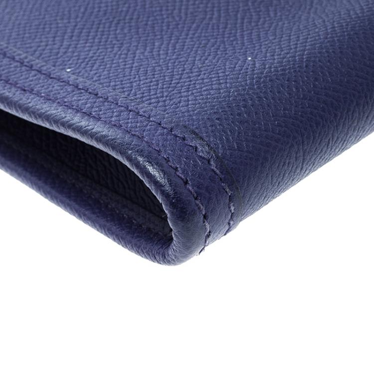 Pre Owned Hermes Blue Epsom Leather Jige PM Clutch