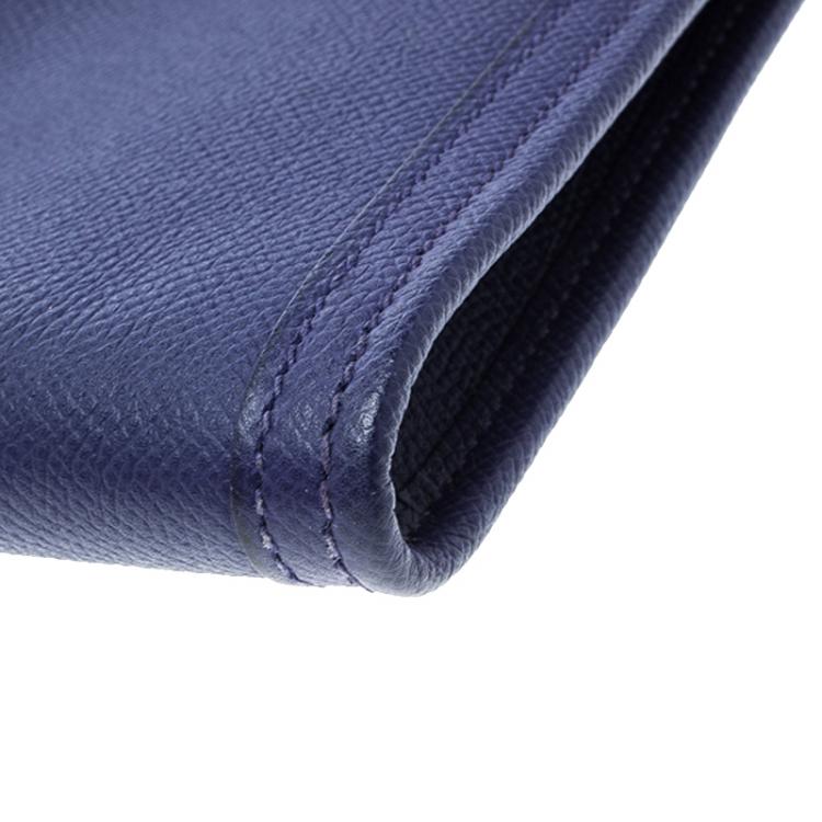 Pre Owned Hermes Blue Epsom Leather Jige PM Clutch
