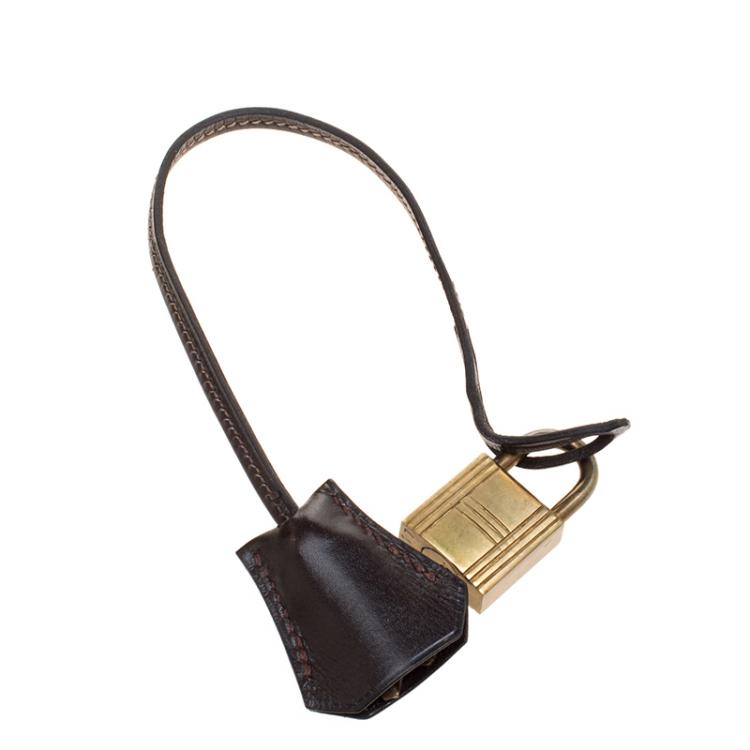 Pre Owned Hermes Dark Marron Box Calf Leather and Suede Gold Hardware Kelly Sellier 32 Bag