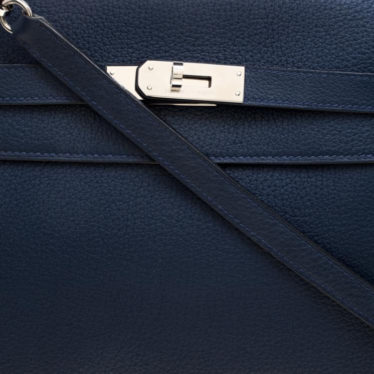 مملوكة مسبقًا Hermes Blue De-Presse Togo Palladium Hardware Kelly Retourne 32 Bag