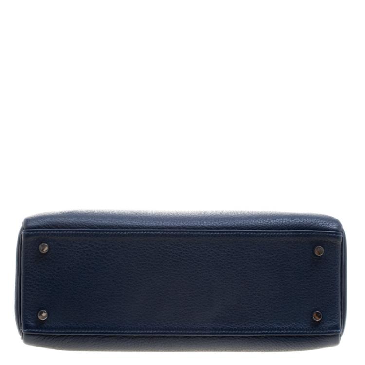 مملوكة مسبقًا Hermes Blue De-Presse Togo Palladium Hardware Kelly Retourne 32 Bag