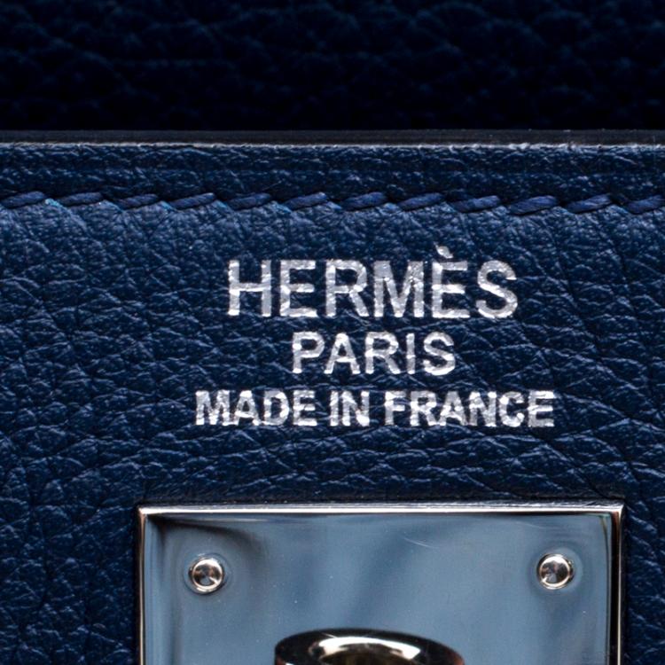 مملوكة مسبقًا Hermes Blue De-Presse Togo Palladium Hardware Kelly Retourne 32 Bag