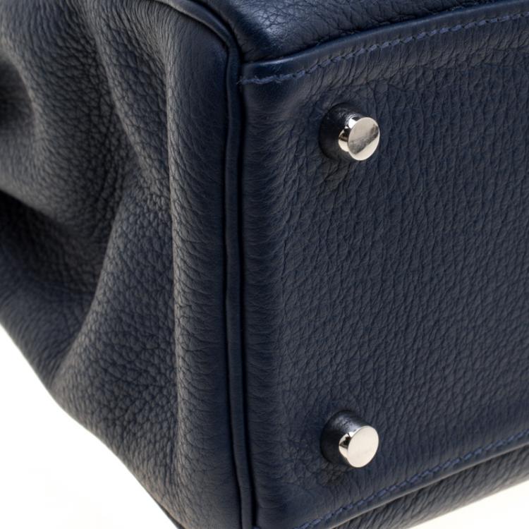 مملوكة مسبقًا Hermes Blue De-Presse Togo Palladium Hardware Kelly Retourne 32 Bag
