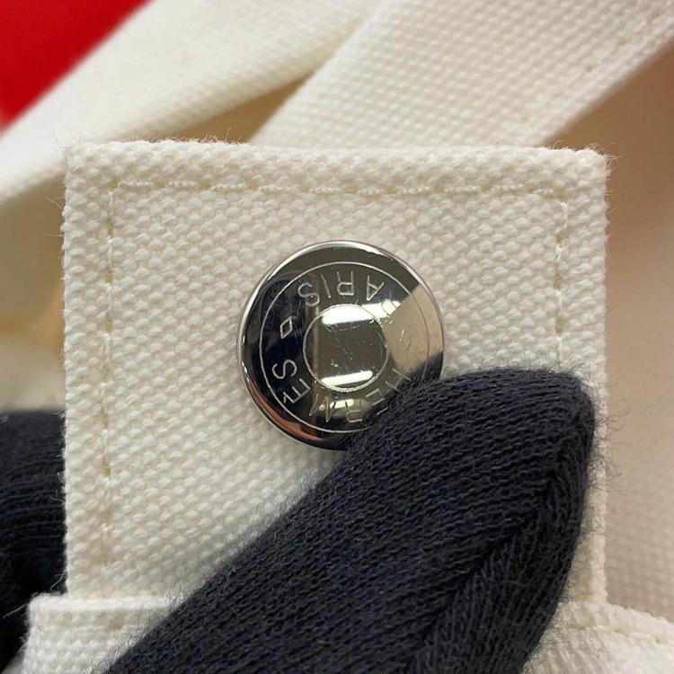 Pre Owned Hermes Adada Mother'S Bag Bougainvillier/White/Gray Canvas