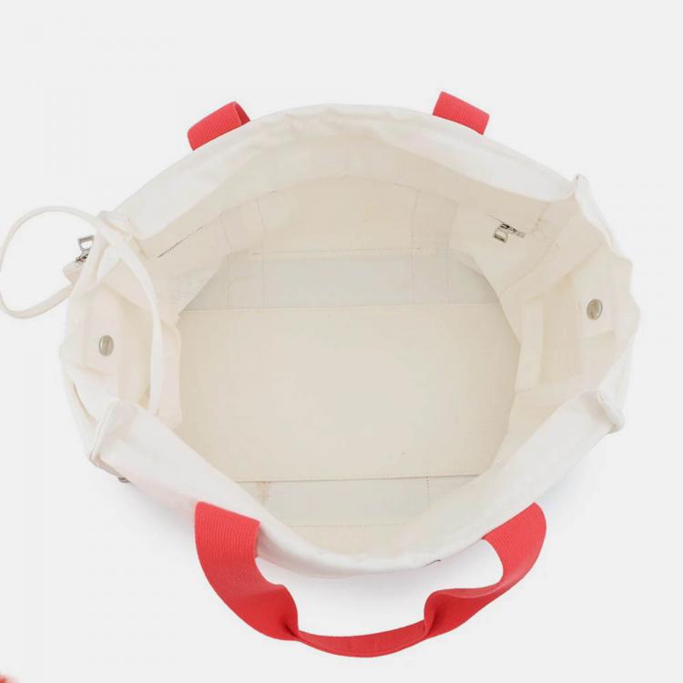 Pre Owned Hermes Adada Mother'S Bag Bougainvillier/White/Gray Canvas