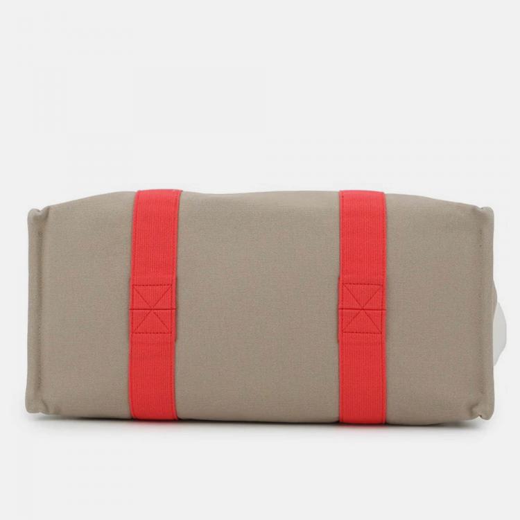 Pre Owned Hermes Adada Mother'S Bag Bougainvillier/White/Gray Canvas