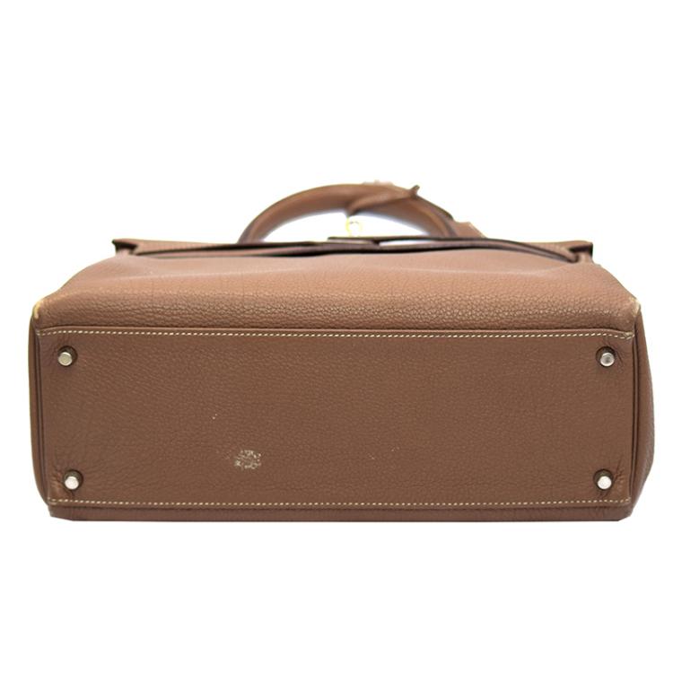Pre Owned Hermes Etoupe Togo Leather Palladium Hardware Kelly Retourne 35 Bag
