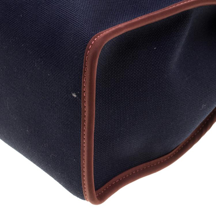 Pre Owned Hermes Black/Navy Blue Leather and Canvas Herbag Zip 31 Bag