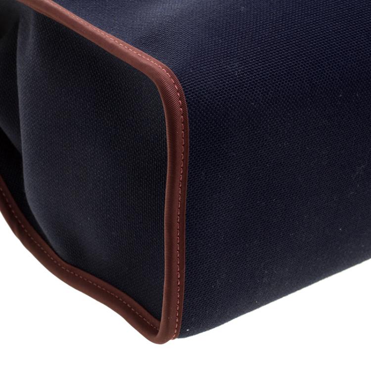 Pre Owned Hermes Black/Navy Blue Leather and Canvas Herbag Zip 31 Bag