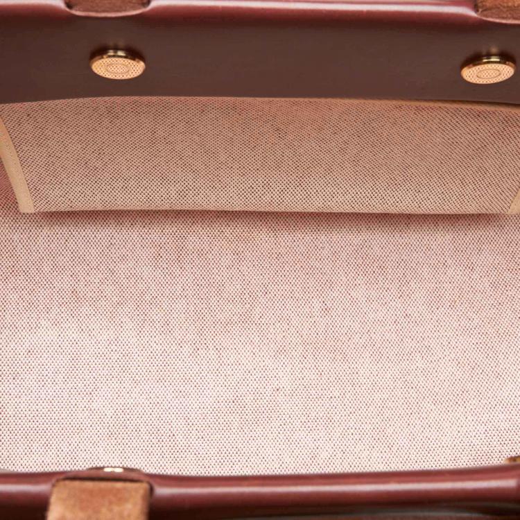 Pre Owned Hermes Beige/Brown Canvas Leather Herbag Cabas MM Bag