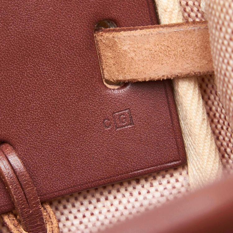 Pre Owned Hermes Beige/Brown Canvas Leather Herbag Cabas MM Bag