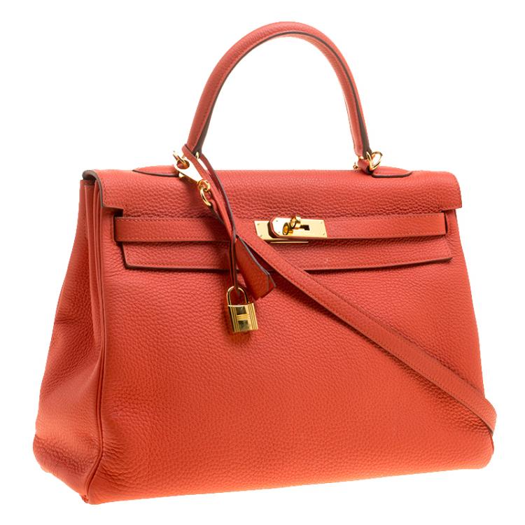 Pre Owned Hermes Capucine Togo Leather Gold Hardware Kelly Retourne 35 Bag