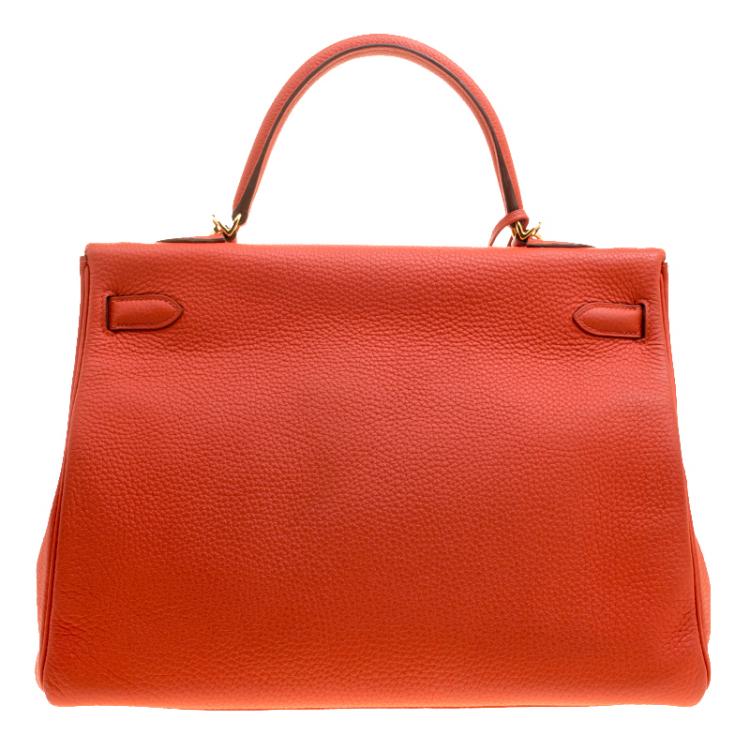 Pre Owned Hermes Capucine Togo Leather Gold Hardware Kelly Retourne 35 Bag