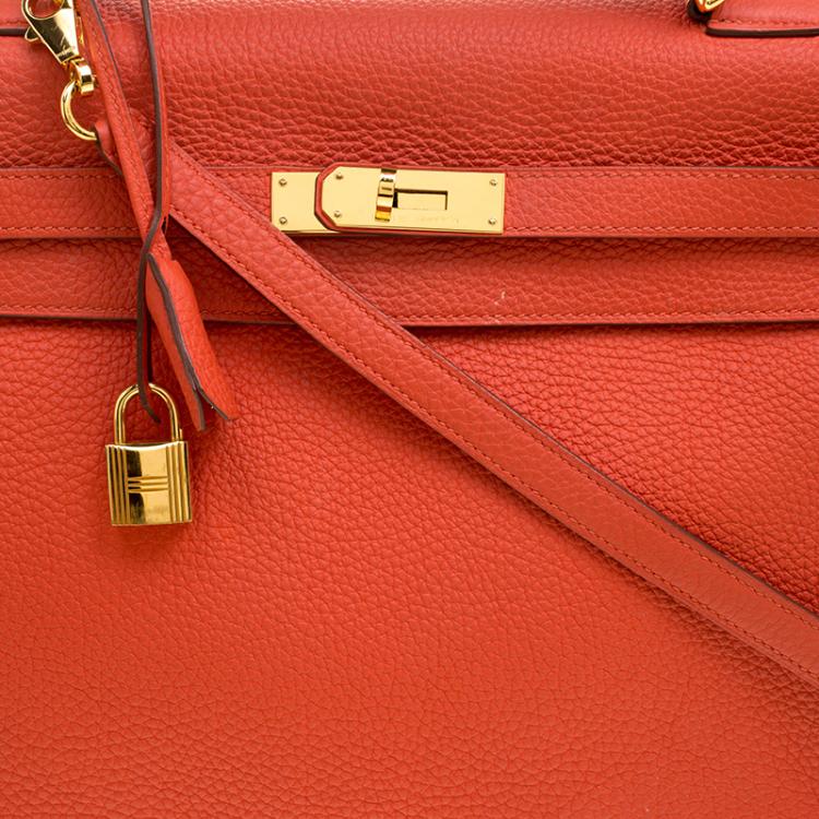 Pre Owned Hermes Capucine Togo Leather Gold Hardware Kelly Retourne 35 Bag